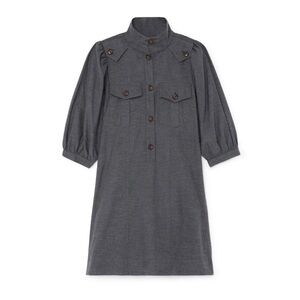 NWOT G. Label By Goop Adrian Flannel Cotton Military Dress in Charcoal 8
